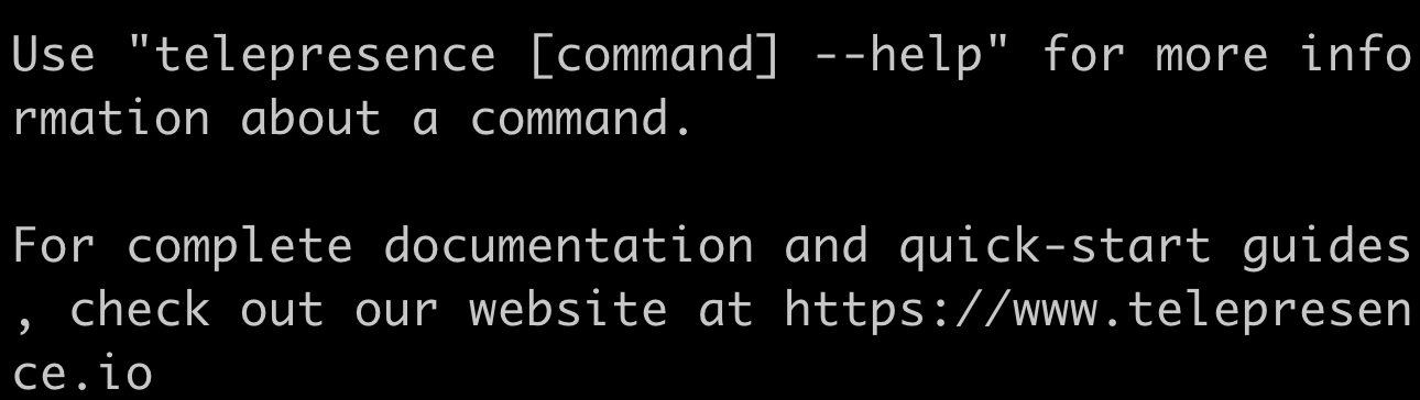 Telepresence help text now links to telepresence.io