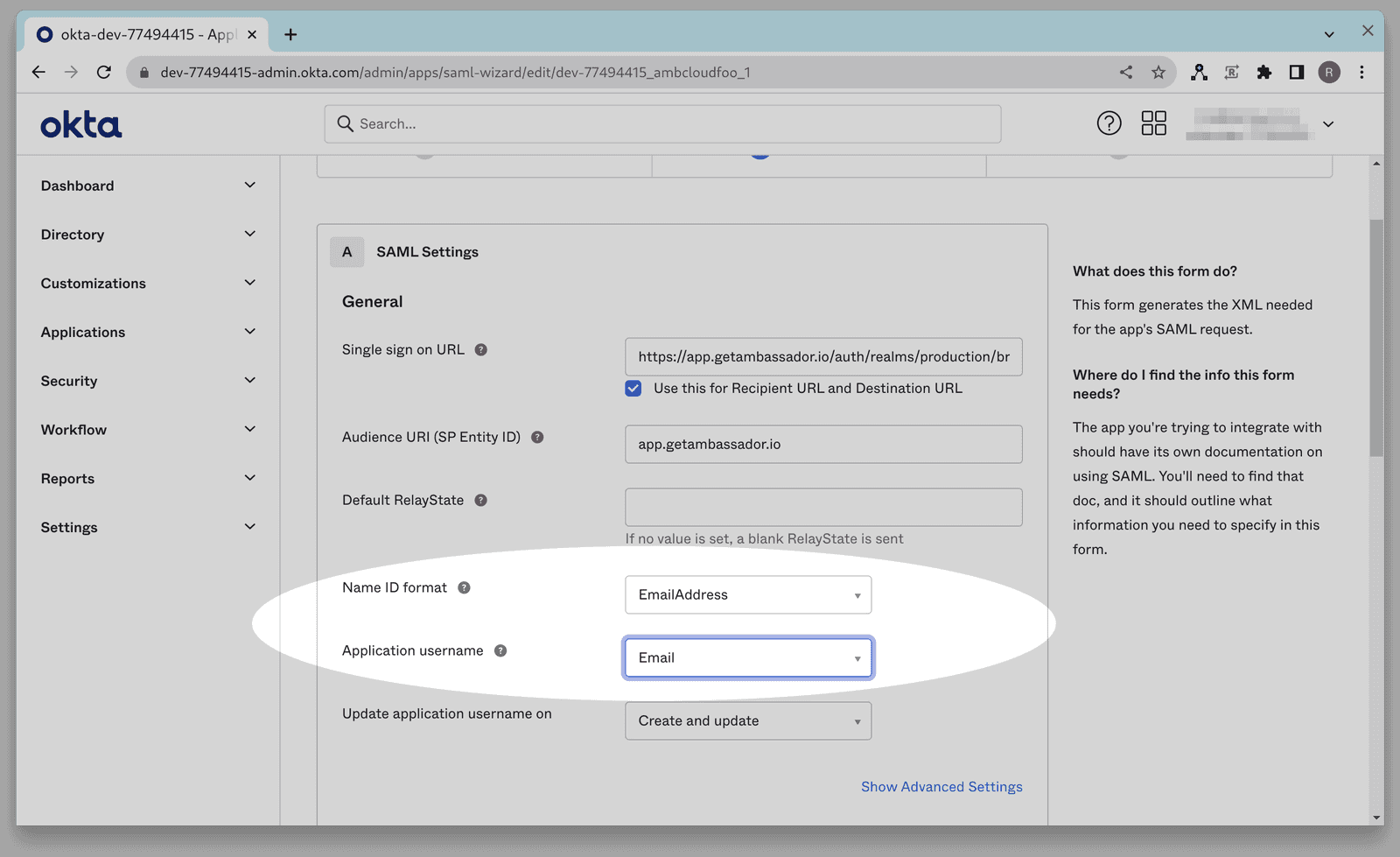 sso okta admin apps create 2 username